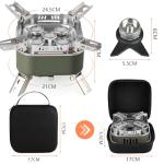 Adiwo 15800W Windproof Camping Gas Stove, Foldable Rocket Camping Stove with Carry Box, Outdoor Camping Gas Burner for Cooking, Hiking, Camping, Trekking, Picnic, Trekking, BBQ（Army Green）