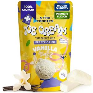 Star Candies Freeze Dried Ice Cream Vanilla - No Melting Freeze Dried Sweets - Crunchy Camping Food - Premium Astronaut Ice Cream loved by Kids and Adults - Space Food, Gift (50 g, 1 pack)