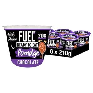 FUEL10K Ready to Eat Protein Porridge Oat Cereal Pot Chocolate, 210 g (6 Pack)