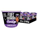 FUEL10K Ready to Eat Protein Porridge Oat Cereal Pot Chocolate, 210 g (6 Pack)