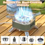 Adiwo 15800W Windproof Camping Gas Stove, Foldable Rocket Camping Stove with Carry Box, Outdoor Camping Gas Burner for Cooking, Hiking, Camping, Trekking, Picnic, Trekking, BBQ（Army Green）