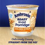 Ambrosia Low Fat Porridge Pots, Ready-to-Eat Golden Syrup Flavour With British Wholegrain Oats, 210 g (Pack of 6)