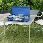 Campingaz Chef Folding Double Burner Stove and Grill, compact gas cooker for camping or festivals, Blue