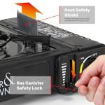 Taylor & Brown Black Portable Camping Stove with Cary Case & 8 Butane Gas | EN417 Compliant Premium Camping Stove Gas Portable | with Automatic Ignition & Heat Control