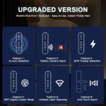 AOBOCAM Spy Hidden Camera Detector, GPS Tracker & Bug Detector, AI-Powered Anti-Spy Device, Portable RF Signal Scanner for Hotels, Travel, Home & Office& Car Security