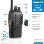 Maylawn Walkie Talkies Long Range 2Pcs, Walkie Talkies for Adults with Rechargeable Batteries, 2 Way Radio with LED Light Earpieces 16CH Supports VOX Function