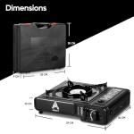 Aspect Camping Stove Portable With 4 Butane Gas Camp Kitchen Equipment Single Burner Outdoor/Indoor - Camping Stove with Automatic Ignition & Heat Control - Cooking Grill, Picnics, BBQ – Black