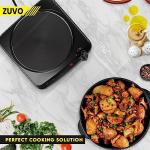 1500W Single Hot Plate - Black Ring Stove Hob - Portable & with Adjustable Thermostat - Cast Iron Heating Plate - Best for Cooking - Zuvo