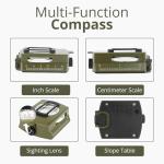 Military Compass Waterproof with Luminous Dial & Spirit Level Survival Equipment and Camping Gear for Hiking, Navigation, Orienteering and Outdoor Use