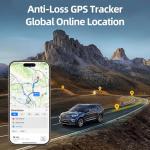 Car GPS Tracker No Subscription, Vehicle Tracker for Cars with Global Coverage, Hidden Car Tracking Device, Works with iOS & Android, No Monthly Fee, SIM Card Needed (Black)