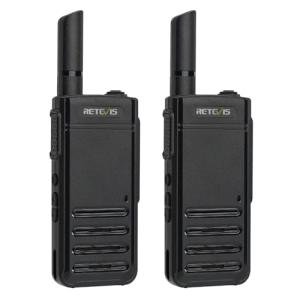 Retevis RB639 Walkie Talkie, 17mm Ultra Thin 2 Way Radio, 1000mAh Rechargeable USB-C, Walkie Talkies with Earpiece, VOX, License-Free Walkies for Restaurant, Retail (2 Pcs, Black)