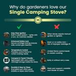 GREEN HAVEN Black Portable Camping Stove with Cary Case & 4 Butane Gas - Premium Camping Gas Stove, EN417 Compliant, Portable with Automatic Ignition & Heat Control