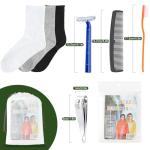 84 Pcs Homeless Care Package Supplies Bulk Hygiene Kits with Nail Clipper, Prepasted Disposable Toothbrushes, Razors, Ponchos, Combs, Socks & Drawstring Bags — Ideal Charity or Personal Travel Package