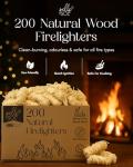Pelle & Sol 200 Natural Firelighters – Long Burning Fire Lighters for Wood Burners, BBQ Lighter, Pizza Ovens, Open Fires – Quick Light Fire Starter, Log Burner Accessories - Eco Firelighters