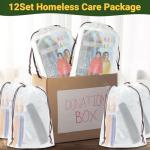 84 Pcs Homeless Care Package Supplies Bulk Hygiene Kits with Nail Clipper, Prepasted Disposable Toothbrushes, Razors, Ponchos, Combs, Socks & Drawstring Bags — Ideal Charity or Personal Travel Package
