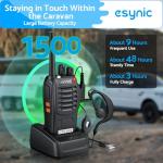 eSynic 6Pack Professional Walkie Talkies for Adults Rechargeable Walkie Talkies Best 16CH Walkie Talkie Long Rang VOX Radio Walky Talky With Earpieces Wonderful Gifts For Adults Kids etc
