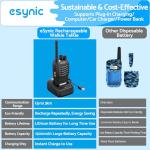 eSynic 6Pack Professional Walkie Talkies for Adults Rechargeable Walkie Talkies Best 16CH Walkie Talkie Long Rang VOX Radio Walky Talky With Earpieces Wonderful Gifts For Adults Kids etc