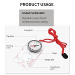 DOETYD Navigation Compass Map Ruler Magnifier with Adjustable Lanyard for Explorer Outdoor Adventure Enthusiasts, Navigation Compass for Map Reading Orienteering Survival, Red