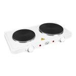 Quest 35250 Electric Twin Hob Hot Plate with Temperature Control/Set of 1000W & 1500W Hobs / 5 Temperature Settings/Portable, Ideal for Cooking While Travelling, White