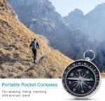 Simple hiking compass - pocket compass - 360 Degree Rotating Compass with Key Ring - ideal for outdoor camping and hiking
