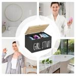Tampon Box - Wooden Organizer With Dividers, Secure Lid | Bathroom Storage, Vanity Holder For Tampons, Napkins, Personal Care Items, Guest Restrooms, Home, Hotel, Counter Organization