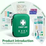 General Medi First Aid Kit - 170 Pieces Hard Case and Lightweight - Includes Instant Cold Pack,Emergency Blanket for Travel, Home, Office, Vehicle, Camping, Workplace & Outdoor (Green)