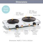 Quest 35250 Electric Twin Hob Hot Plate with Temperature Control/Set of 1000W & 1500W Hobs / 5 Temperature Settings/Portable, Ideal for Cooking While Travelling, White