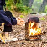 REDCAMP Camping Wood Burning Stove with Grill Grid & Storage Bag | Stainless Steel Portable Foldable Multi Fuel Stove for BBQ, Outdoor Cooking, Backpacking, Hiking and Camping Trips