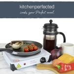 KitchenPerfected 1500W Single Hotplate / Cast Iron / Variable Heat Settings / Overheat Protection / Corrosion Resistant / Power Indicator / Non Slip Feet / Easy Clean - White - E4102WH