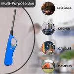BML 2 x Candle Lighter Long reach Adjustable Flame Safety Lock Windproof Refillable Lighter For Kitchen BBQ Candles Camping Gas Stove Cooking and Outdoor Cooking (Assorted Colours)
