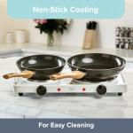 Quest 35250 Electric Twin Hob Hot Plate with Temperature Control/Set of 1000W & 1500W Hobs / 5 Temperature Settings/Portable, Ideal for Cooking While Travelling, White