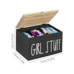 Tampon Box - Wooden Organizer With Dividers, Secure Lid | Bathroom Storage, Vanity Holder For Tampons, Napkins, Personal Care Items, Guest Restrooms, Home, Hotel, Counter Organization