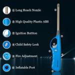 BML 2 x Candle Lighter Long reach Adjustable Flame Safety Lock Windproof Refillable Lighter For Kitchen BBQ Candles Camping Gas Stove Cooking and Outdoor Cooking (Assorted Colours)