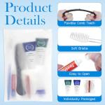 Toiletry Kits Travel Essentials Disposable Hygiene in Bulk, Trial Size Toiletries Supplies Individually Wrapped Traveling Personal Care Items, for Camping, Hotel, Homeless, Charity, 8-in-1 (60-Pack)
