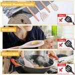 12 PCS Kitchen Utensil Set, Silicone Cooking Utensils with Holder, Natural Wooden Handle Cookware Tongs Spatula Spoon Set, Non Stick & Heat Resistant, Dishwasher Safe (Khaki)