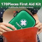 General Medi First Aid Kit - 170 Pieces Hard Case and Lightweight - Includes Instant Cold Pack,Emergency Blanket for Travel, Home, Office, Vehicle, Camping, Workplace & Outdoor (Green)