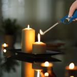 BML 2 x Candle Lighter Long reach Adjustable Flame Safety Lock Windproof Refillable Lighter For Kitchen BBQ Candles Camping Gas Stove Cooking and Outdoor Cooking (Assorted Colours)