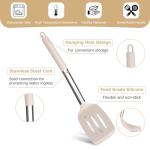 HaWare Kitchen Utensils Set, 6 Pcs Silicone Cooking Utensils with Stainless Steel Handle, Heat Resistant Kitchen Tools for Non-Stick Cookware, Ladle Turner Spoon Pasta Server, Dishwasher Safe - Khaki