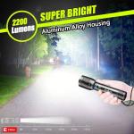 REHKITTZ Torch, LED Rechargeable Torches(Built-in Large Capacity Battery) 2200 Lumen Super Bright Flashlight with Power Display,Long Working Time,Aluminum Alloy,5 Light Modes,Zoomable Torch（2 Pack）