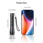 Blukar ​LED Torch Rechargeable, Super Bright Flashlight with 5 Modes, Adjustable Focus, Water Resistant, Lightweight Handheld Torch for Camping, Running, Dog Walking, Power Cut, Emergency etc-Black