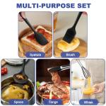 Silicone Kitchen Utensils Set - 12pcs Cooking Utensils Set with Holder, BPA Free Food Grade Non Stick Coating Silicone Spatulas Kitchen Utensils, Heat Resistant & Easy Clean, Black