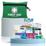 General Medi Mini First Aid Kit, 92 Pieces Small First Aid Kit - Includes Emergency Foil Blanket, Scissors for Travel, Home, Office, Vehicle, Camping, Workplace & Outdoor (Green)