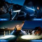 Torches LED Super Bright USB Rechargeable 50000L Flashlight 24h Long Battery Life Adjustable Focus, 5 Modes Powerful Tactical Torch IP67 Waterproof Outdoor Flash Light for Camping Hiking Emergency