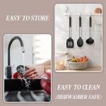 Onader Black Kitchen Utensils Set, 6 Pieces Silicone Cooking Utensils for Non-Stick Cookware, Heat Proof Kitchen Cooking Tools, Stainless Steel Handle & Dishwasher Safe