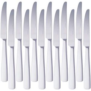 Amazon Basics Stainless Steel Dinner Knives With Square Edge, Pack of 12, Silver