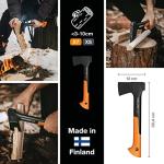 Fiskars Chopping Axe XS X7, Includes Storage and Carrying Case, Length: 35.5 cm, Non-Stick Coating, High Steel Blade/Fibreglass Handle, Black/Orange, 1015618