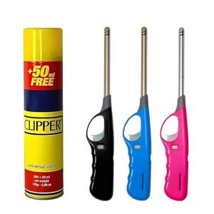 UR CHOICE 3-Pack BBQ Refillable Multicolour Safety Candle Fire Lighters with Free Clipper Gas Refill Bottle | Outdoor BBQ Essentials