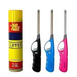 UR CHOICE 3-Pack BBQ Refillable Multicolour Safety Candle Fire Lighters with Free Clipper Gas Refill Bottle | Outdoor BBQ Essentials