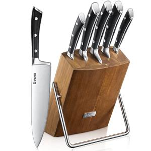 D.Perlla Knife Set, 6-Piece Kitchen Knife Sets, Knife Block Set with High Carbon German Stainless Steel, Sharp Knives Set with Stylish Acacia Wood Block