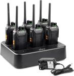 Retevis RT27 Walkie Talkies, Walkie Talkies for Adults Long Range, with 6 Way Charger, Rechargeable 2 Way Radio Hand Free, PMR446 License Free Radio Communication for School Security (6 Pack, Black)